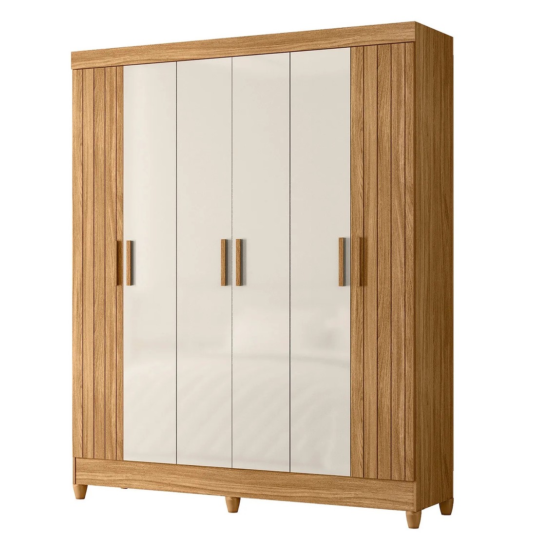 Guarda-Roupa 6 Portas 2 Gavetas Uruguai Freijó/Off White - Moval Móveis