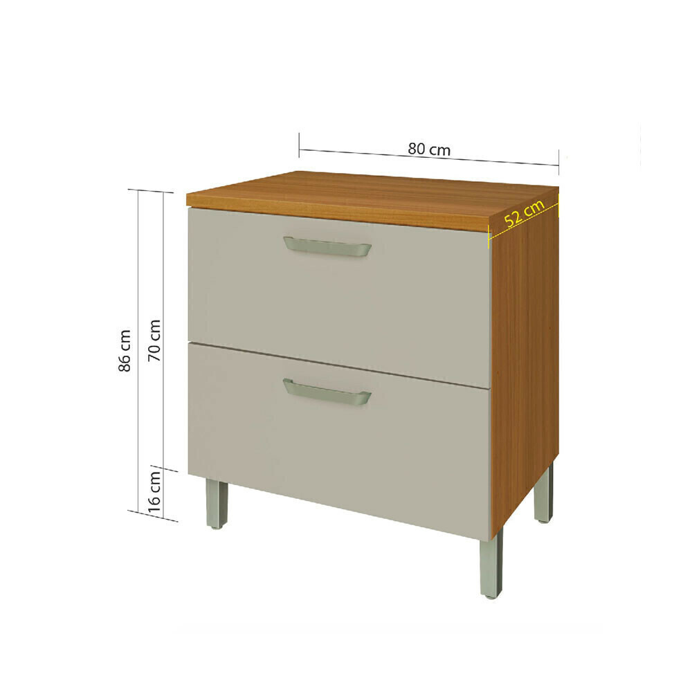 Balcão de Cozinha em MDF Nesher 1 Porta 1 Gaveta Princesa 80cm Freijo / Off White Balcão de Cozinha em MDF Nesher 1 Porta 1 Gaveta Princesa 80cm Freijo / Off White