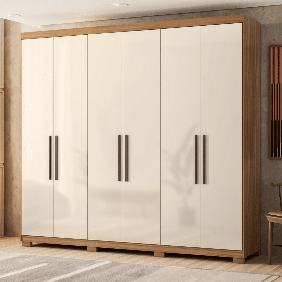 Guarda-Roupa Venice 6 Portas 100% MDF Demóbile - Amendoa/off White Guarda-Roupa Venice 6 Portas 100% MDF Demóbile - Amendoa/off White