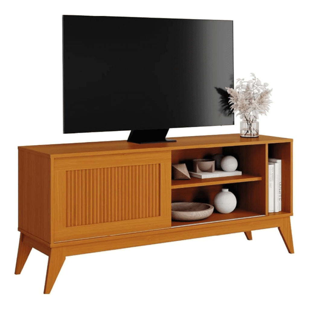 Rack para TV até 55 polegadas 1 Porta de Correr EDN Aruba - Cedro  Rack para TV até 55 polegadas 1 Porta de Correr EDN Aruba - Cedro