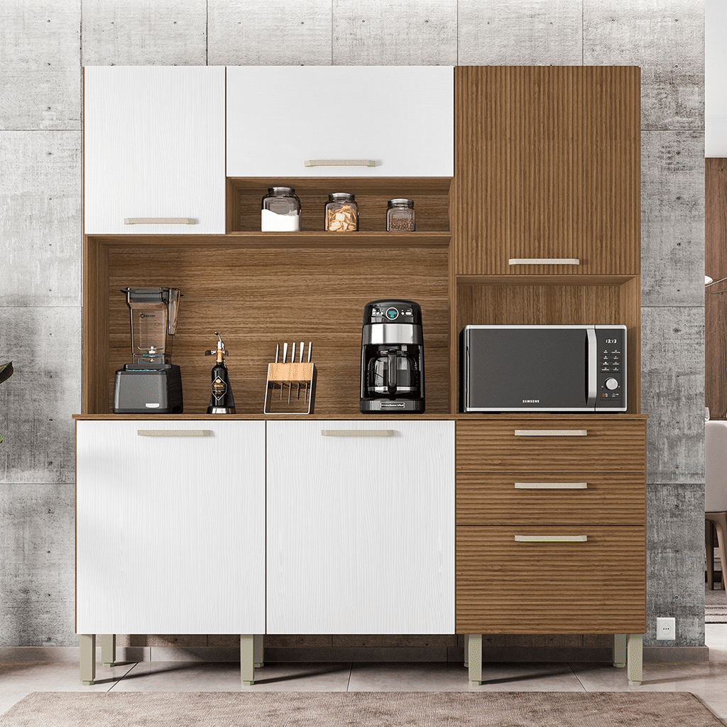 Armário de Cozinha Kit 6 Portas 2 Gavetas Ferrara Kits Paraná Freijo/Ripado/Supremo Armário de Cozinha Kit 6 Portas 2 Gavetas Ferrara Kits Paraná Freijo/Ripado/Supremo