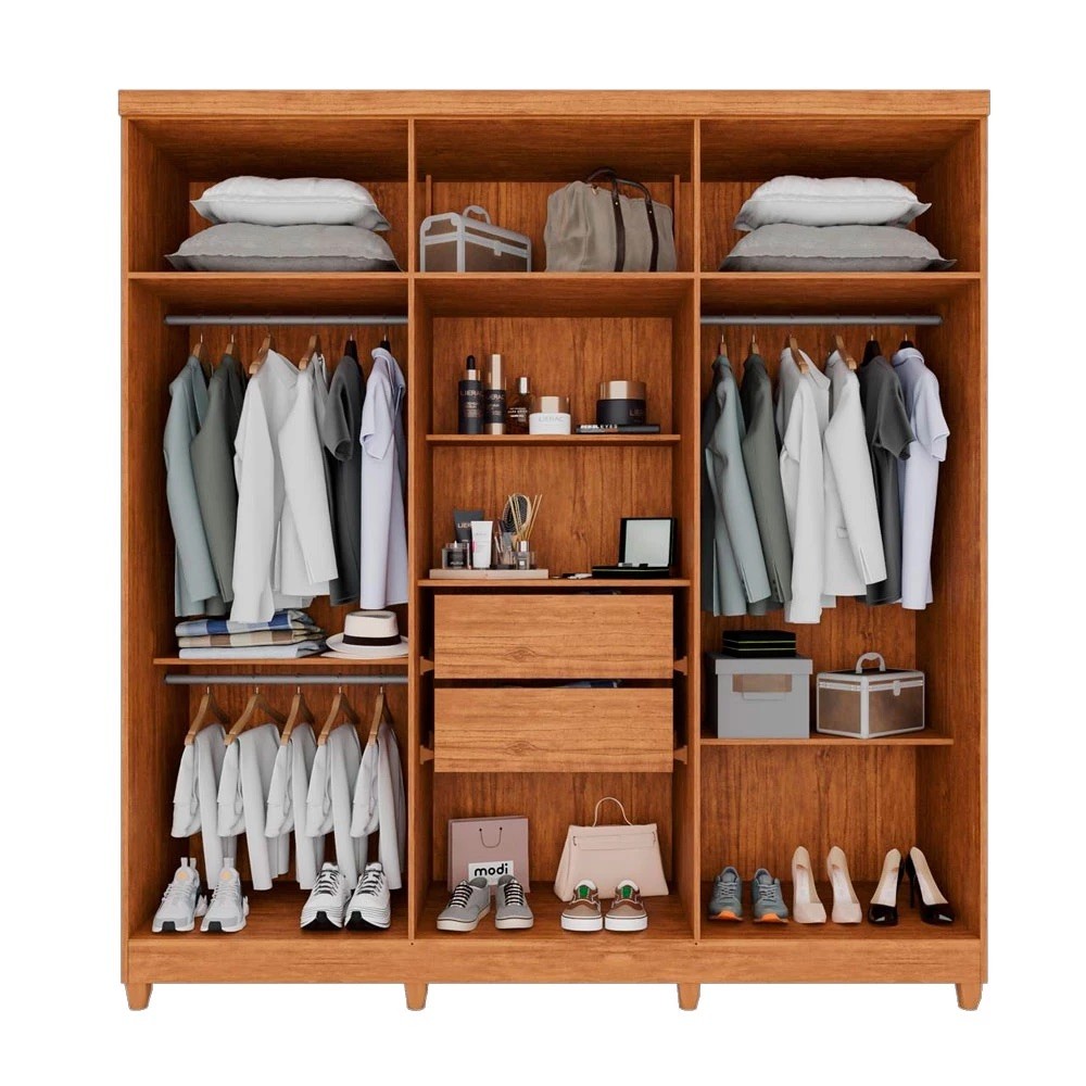 Guarda-roupa 6 Portas 2 Gavetas Imop Portugal 026 183cm - Cinamomo/Off White
