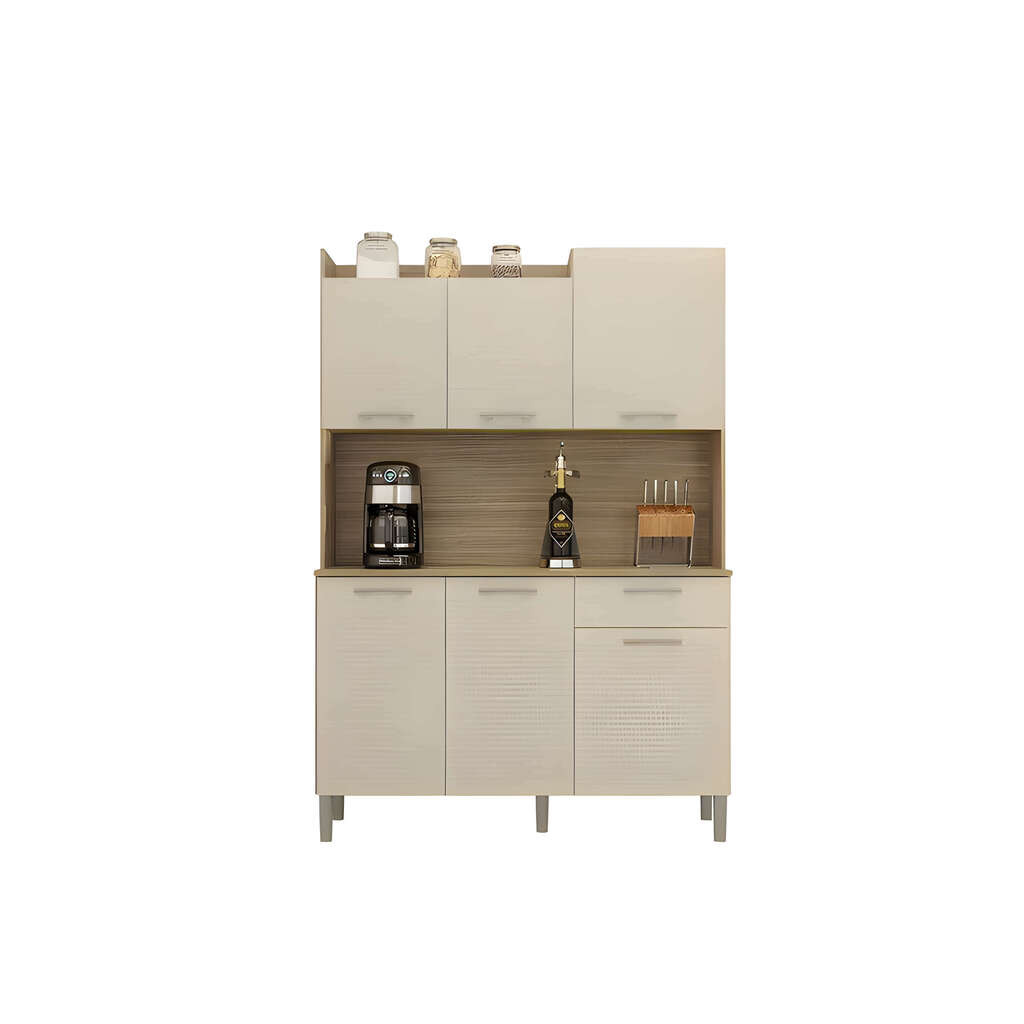 Armário de Cozinha Kit 6 Portas Kits Paraná Gênova Freijo/Vanilla Armário de Cozinha Kit 6 Portas Kits Paraná Gênova Freijo/Vanilla