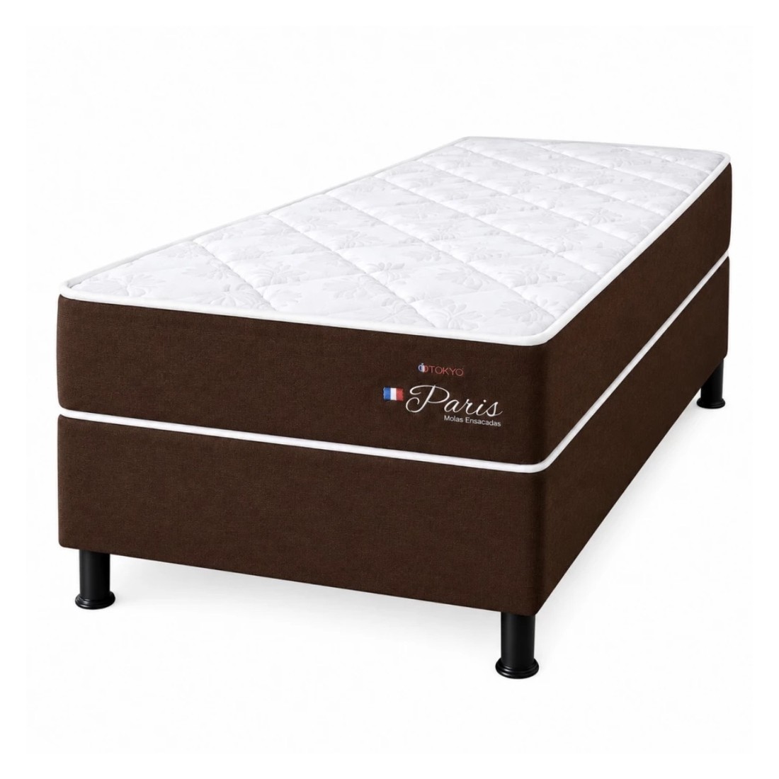 Cama Box Solteiro (Colchão + Base) Paris 88x188 Molas Ensacadas Topázio Cama Box Solteiro (Colchão + Base) Paris 88x188 Molas Ensacadas Topázio