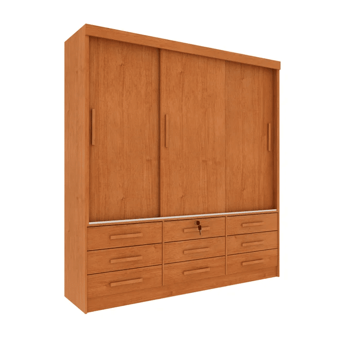 Guarda-Roupa Casal 3 Portas 9 Gavetas Tcil Móveis Chicago Cinamomo Guarda-Roupa Casal 3 Portas 9 Gavetas Tcil Móveis Chicago Cinamomo