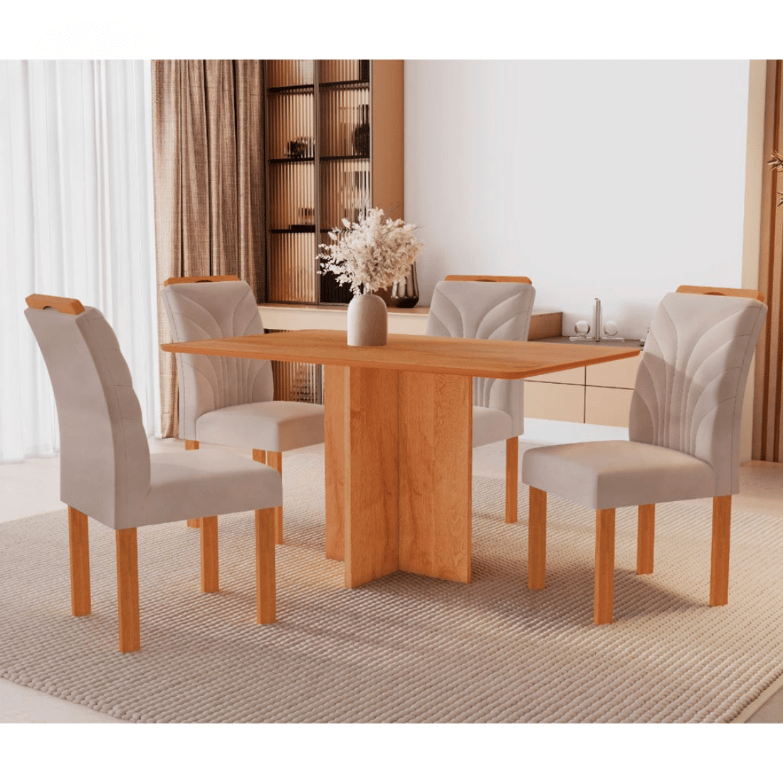 Conjunto Mesa sem Vidro Salinas 120x80 + 4 Cadeiras Parati Cinamomo – Cel Móveis Conjunto Mesa sem Vidro Salinas 120x80 + 4 Cadeiras Parati Cinamomo – Cel Móveis