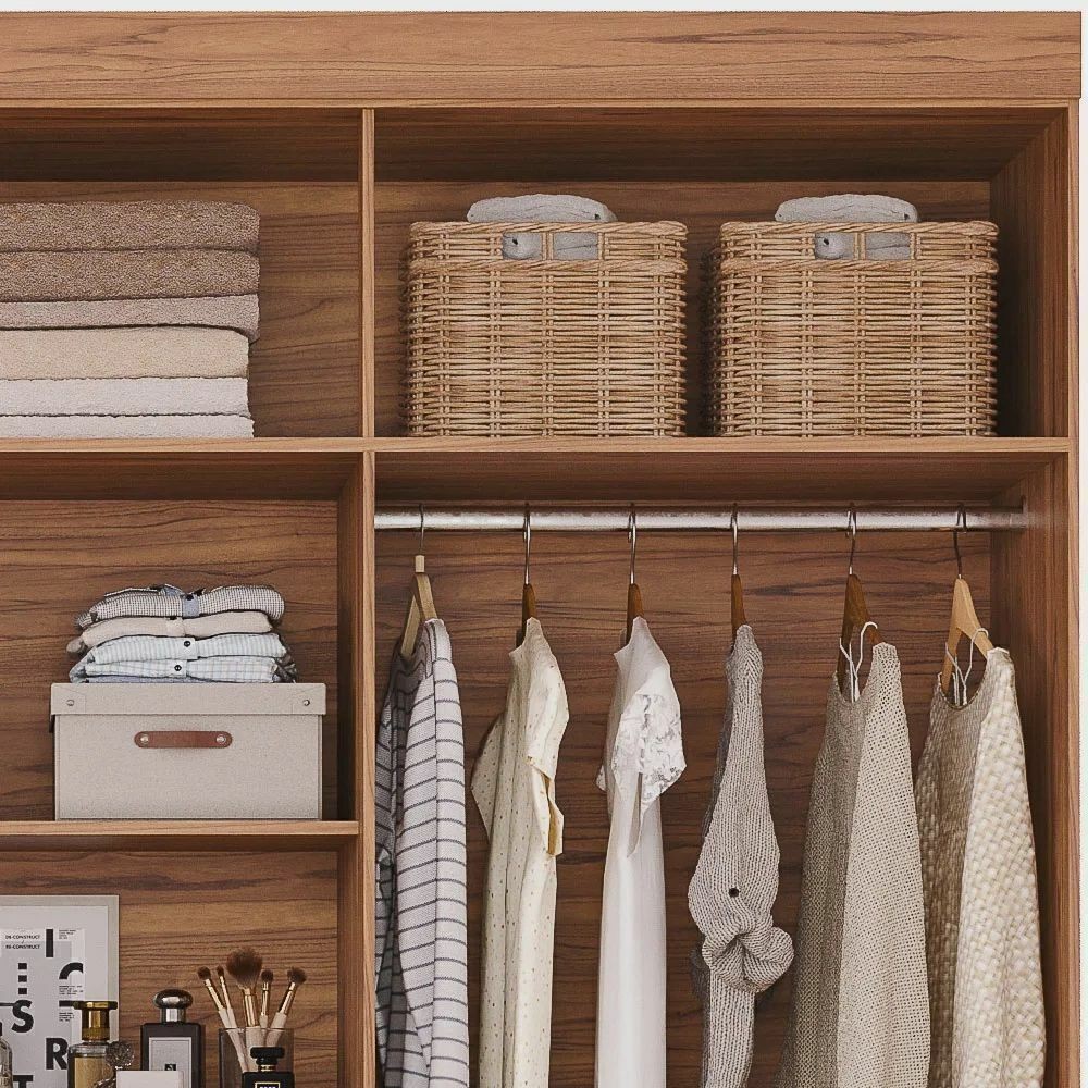 Guarda-Roupa Casal 100% MDF 6 Portas Panan Móveis Cecilia Cinamomo/Off White Guarda-Roupa Casal 100% MDF 6 Portas Panan Móveis Cecilia Cinamomo/Off White