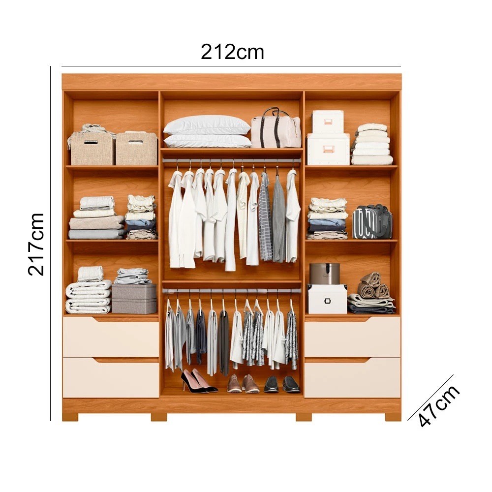 Guarda-roupa Casal 4 Portas 4 Gavetas Albatroz Vivacce Carvalho Grife/Off White Guarda-roupa Casal 4 Portas 4 Gavetas Albatroz Vivacce Carvalho Grife/Off White