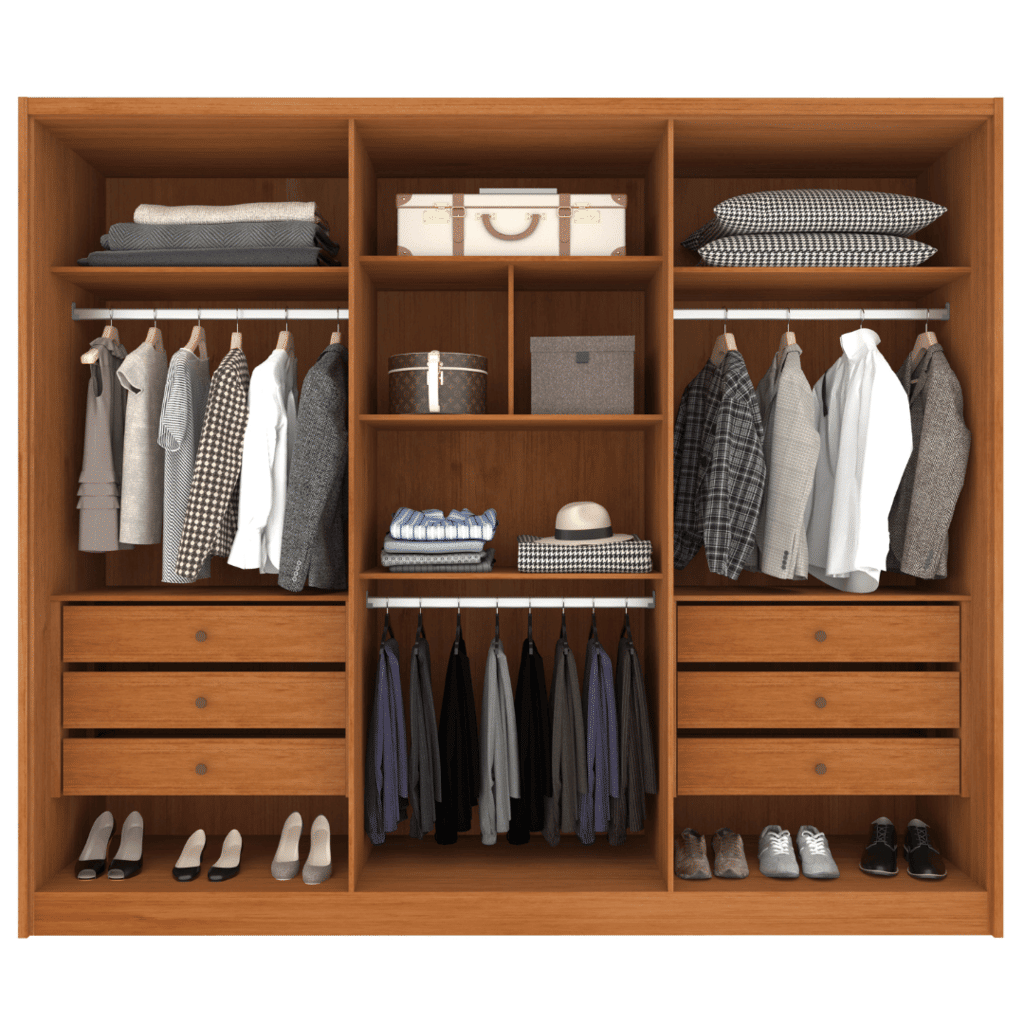 Guarda-Roupa Casal em MDF 6 Portas Tcil Móveis Realeza C/ Pés Cinamomo/Off White Guarda-Roupa Casal em MDF 6 Portas Tcil Móveis Realeza C/ Pés Cinamomo/Off White