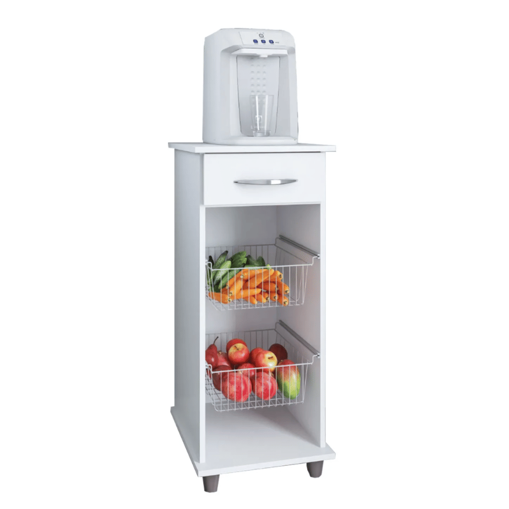 Balcão de Cozinha Multiuso 1 Gaveta 2 Cestos Régia Branco Fiorello Balcão de Cozinha Multiuso 1 Gaveta 2 Cestos Régia Branco Fiorello