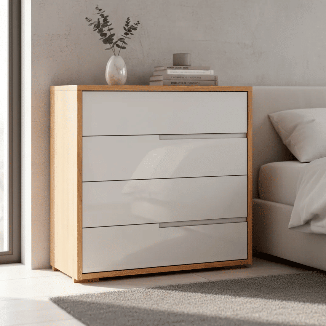 Cômoda 4G Robel Concept PUX Cava Freijo/Off White Liso 100% MDF Cômoda 4G Robel Concept PUX Cava Freijo/Off White Liso 100% MDF