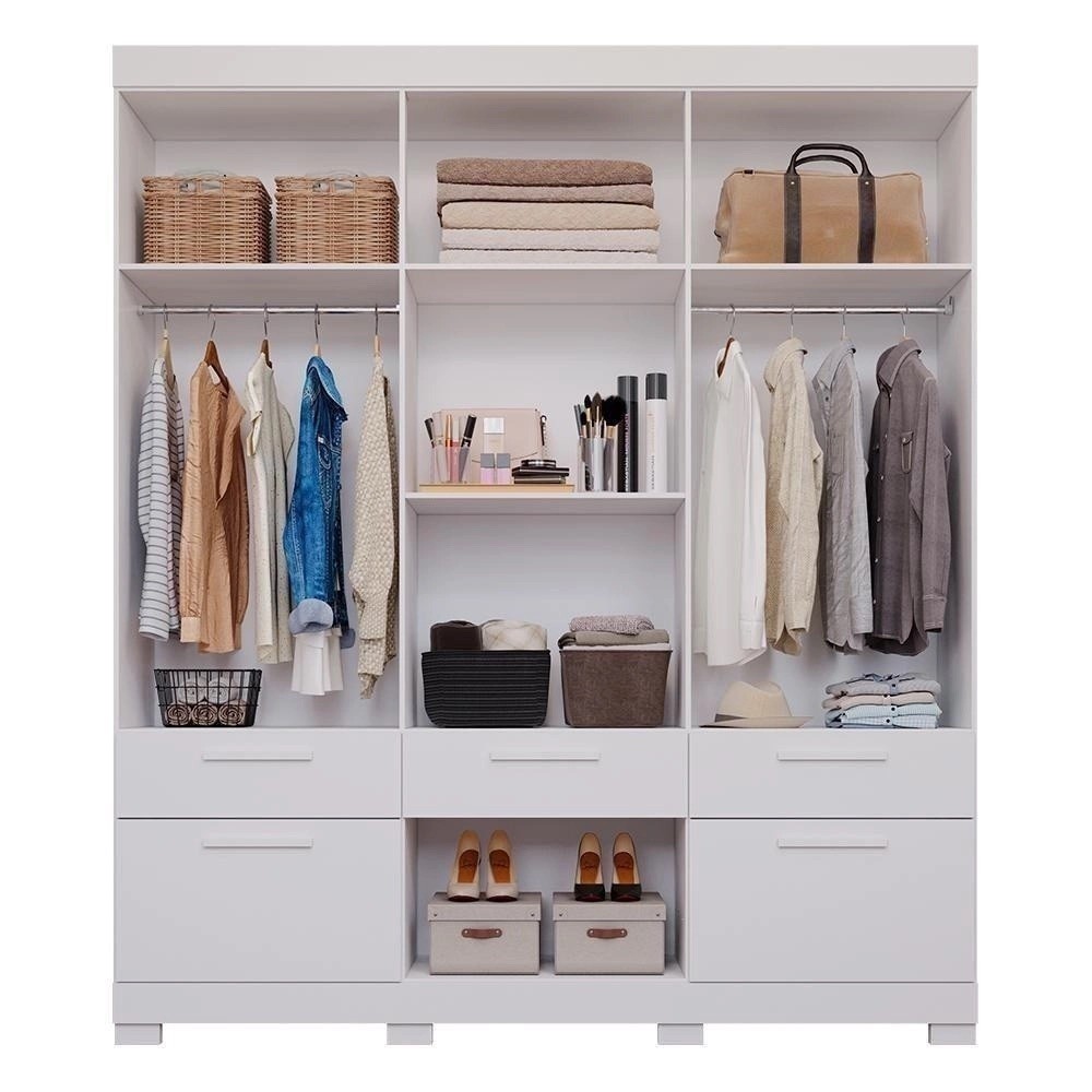 Guarda-Roupa Casal em MDF 6 Portas Panan Porto Branco Guarda-Roupa Casal em MDF 6 Portas Panan Porto Branco