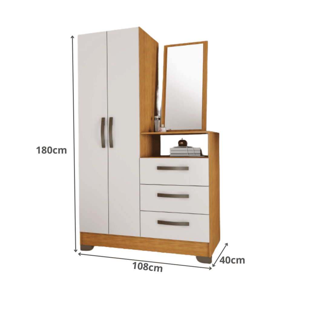 Cômoda para Quarto com Espelho 2 Portas 3 Gav Notável NT5165 Freijó/Off White Cômoda para Quarto com Espelho 2 Portas 3 Gav Notável NT5165 Freijó/Off White