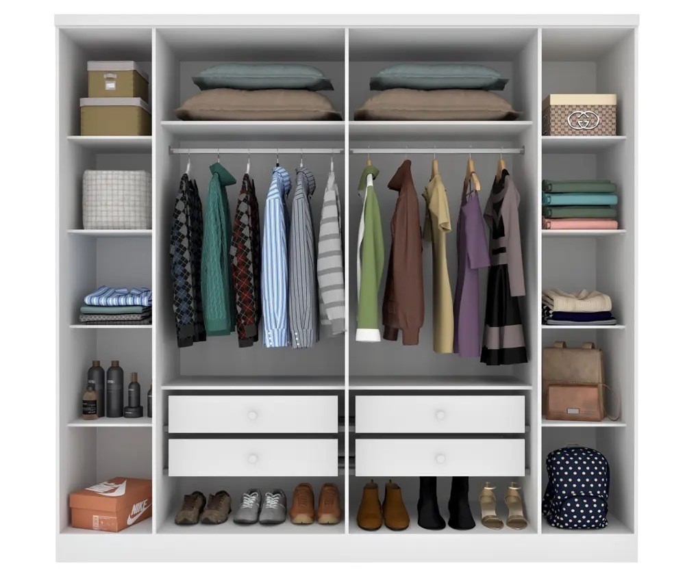 Guarda-Roupa Casal 6 Portas 4 Gavetas Tcil Móveis Veneza Branco Guarda-Roupa Casal 6 Portas 4 Gavetas Tcil Móveis Veneza Branco