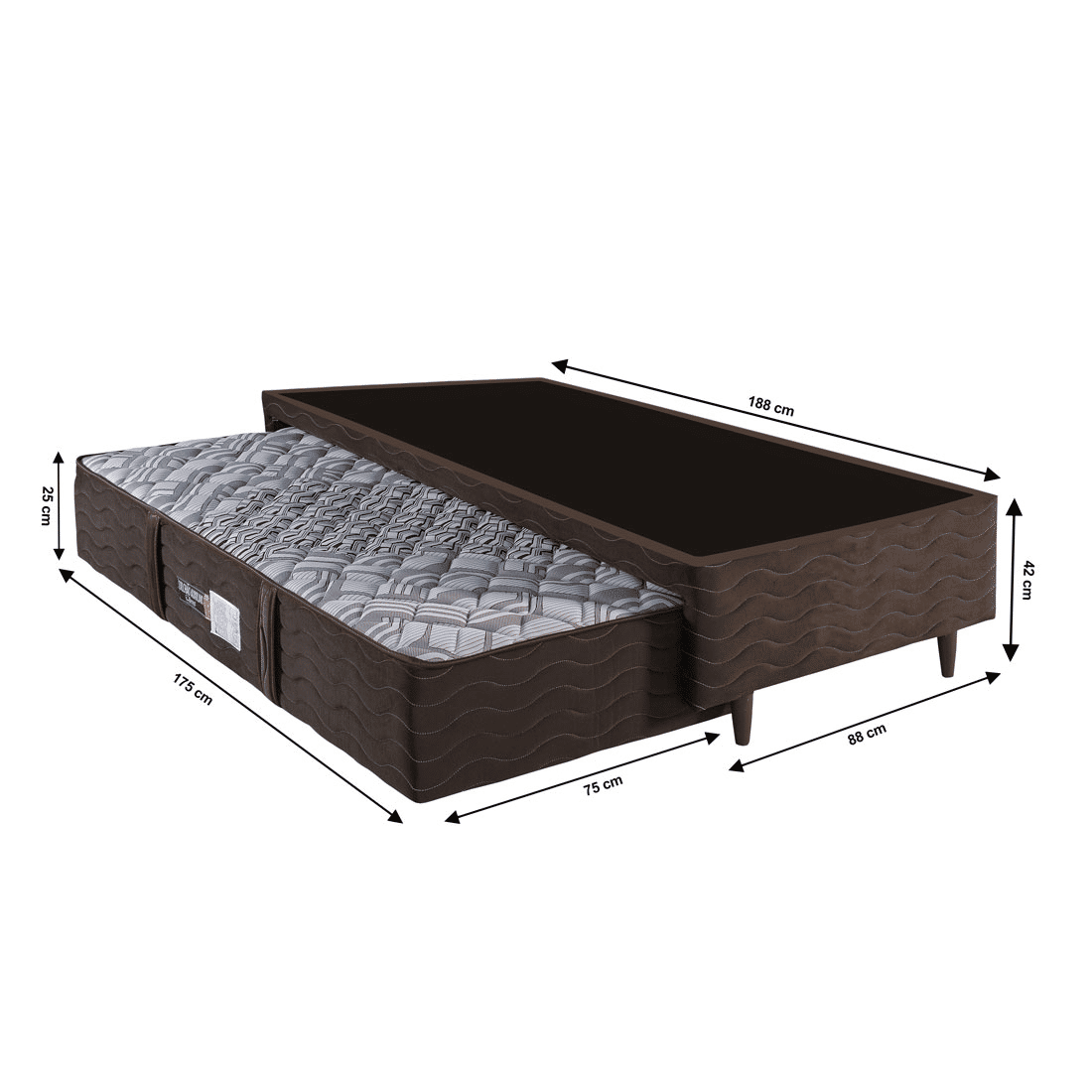 Base Box Porto Solteiro 88cm com Cama Auxiliar Design Colchões