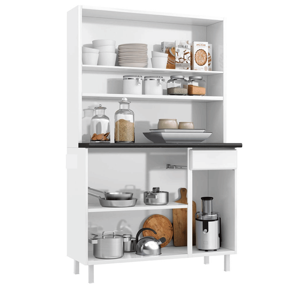 Kit Cozinha Telasul Diamante Smart 1 Gaveta 3 Portas Baixa com Tampo Branco Kit Cozinha Telasul Diamante Smart 1 Gaveta 3 Portas Baixa com Tampo Branco