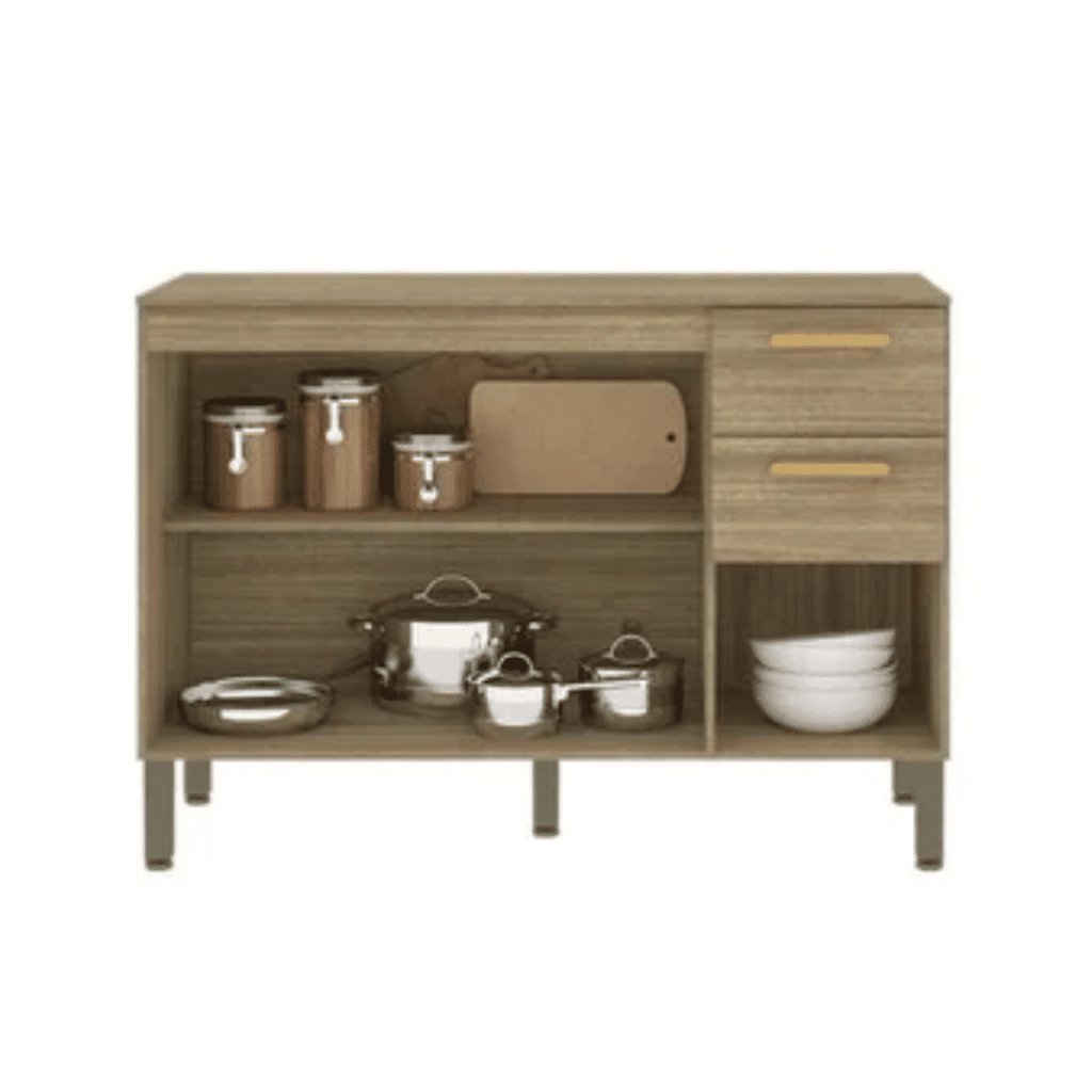 Balcão de Cozinha com Tampo 3 Portas 2 Gav 120cm Paraná Urbane Freijó Balcão de Cozinha com Tampo 3 Portas 2 Gav 120cm Paraná Urbane Freijó