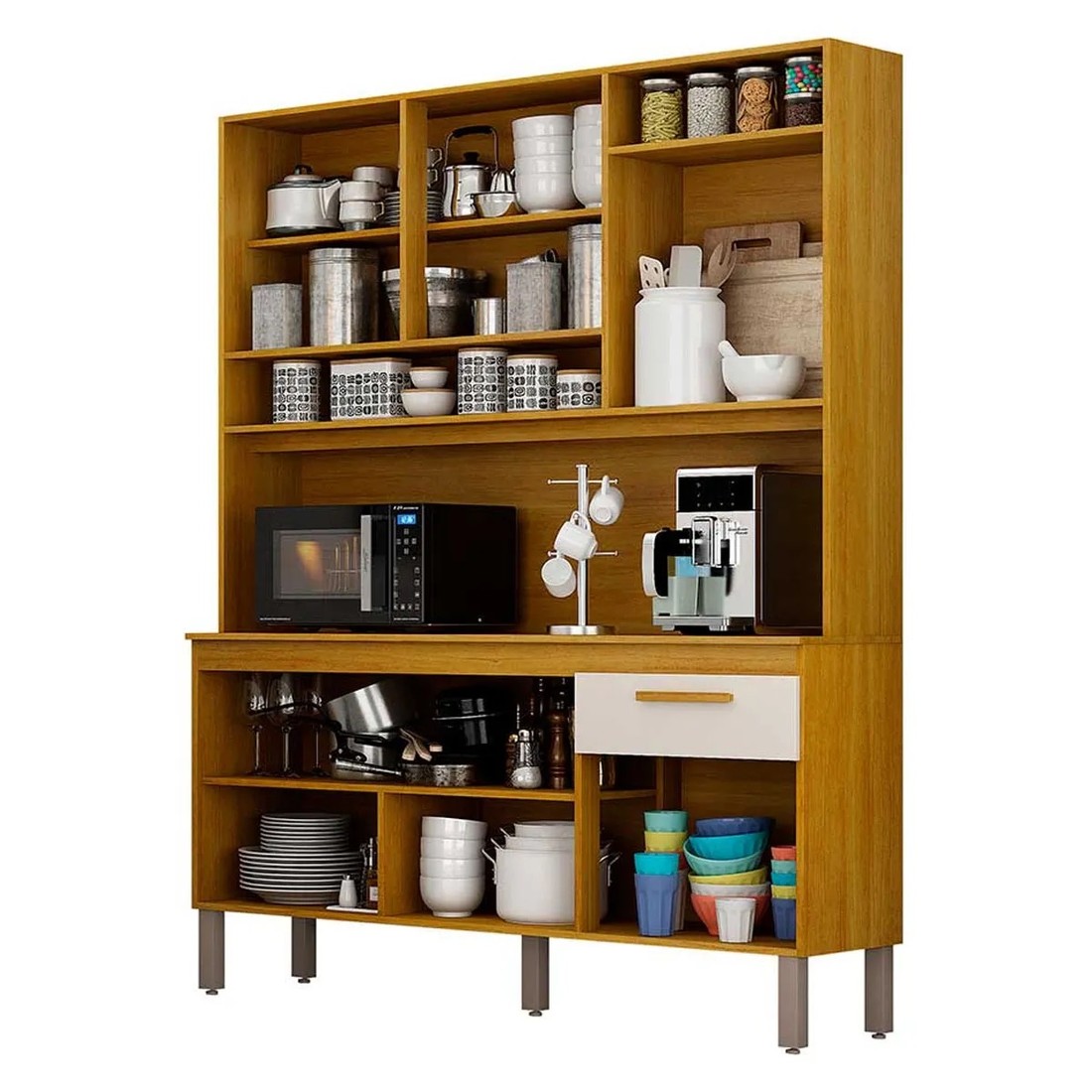 Kit Cozinha Noor 1,45m 6 portas 1 gaveta Cinamomo/Cinza Kit Cozinha Noor 1,45m 6 portas 1 gaveta Cinamomo/Cinza