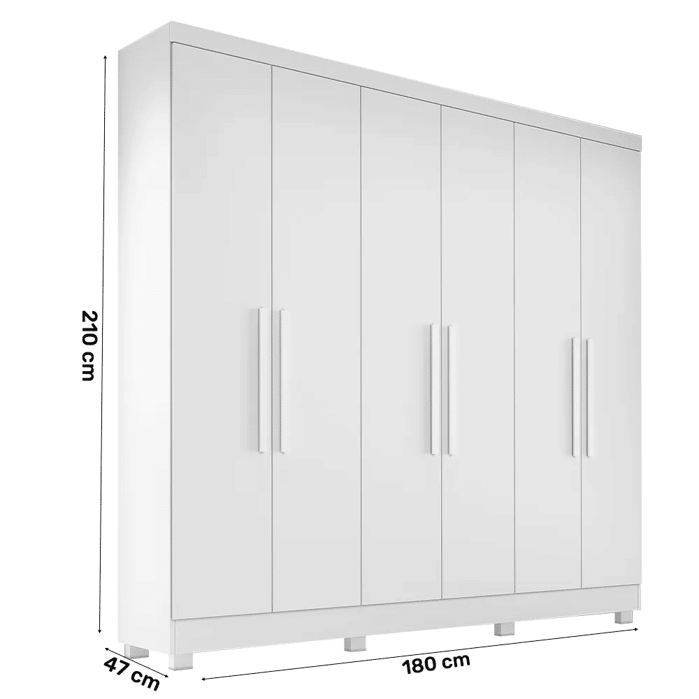 Guarda-Roupa Casal 6 Portas Sergipe Branco - Bianchi  Guarda-Roupa Casal 6 Portas Sergipe Branco - Bianchi