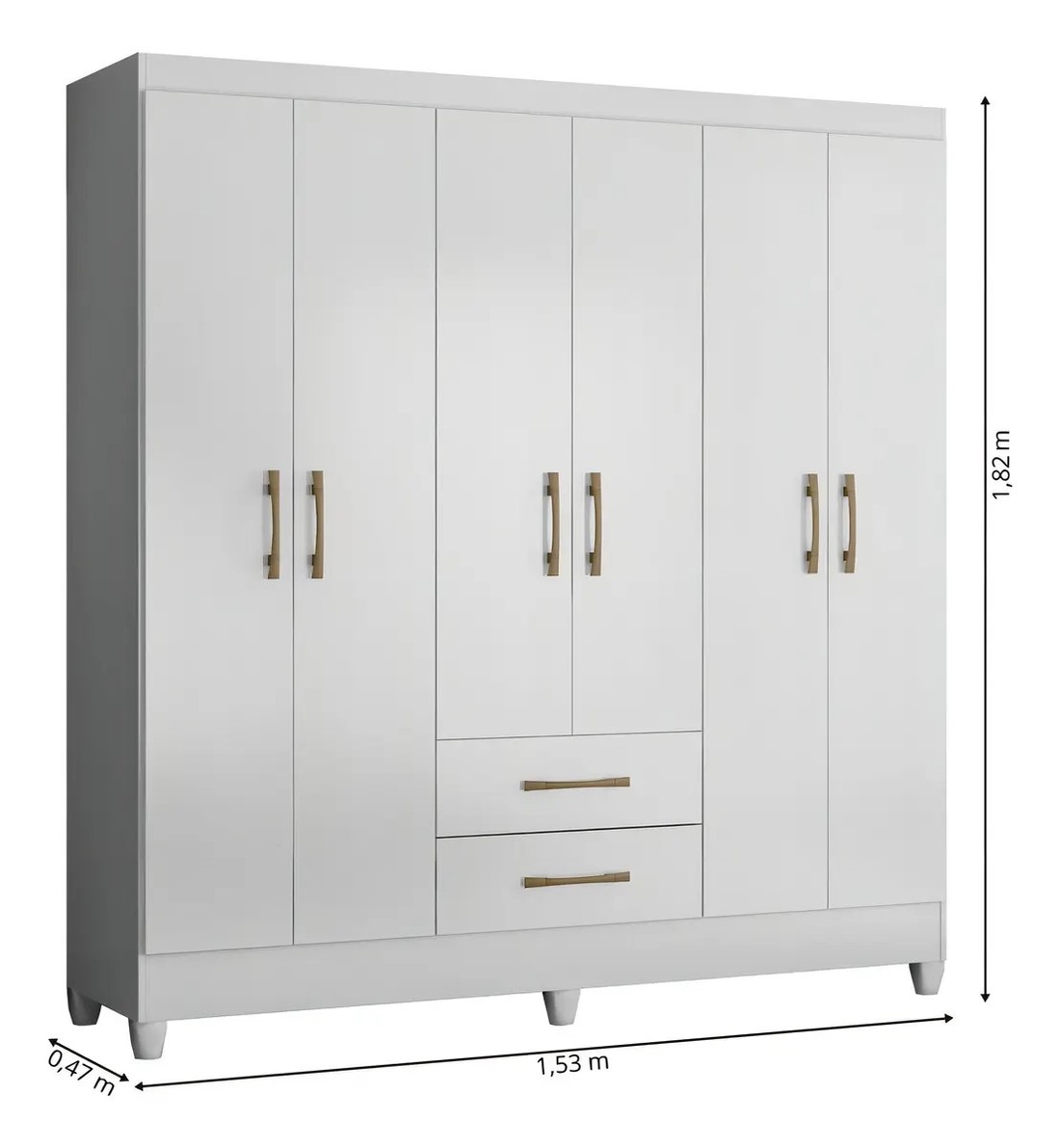 Guarda-Roupa Solteiro 6 Portas Branco Panamá Moval