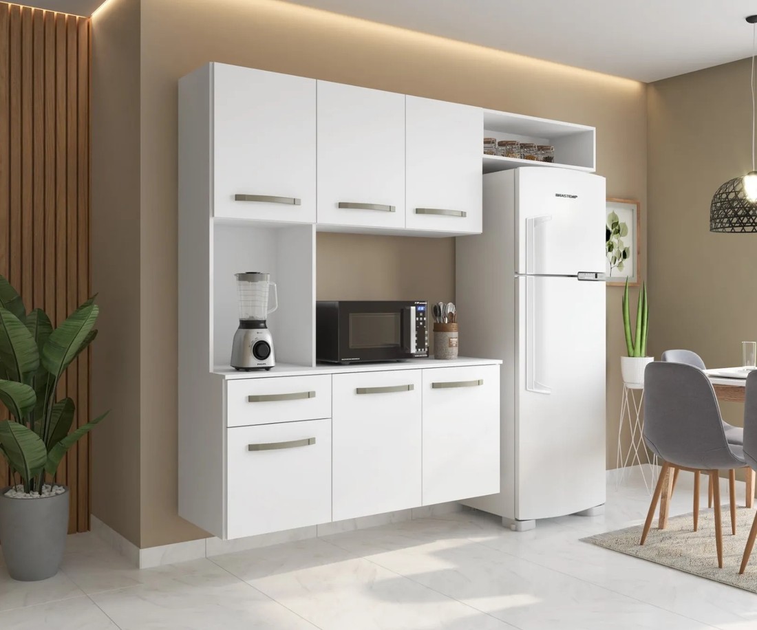 Cozinha Compacta Suspensa Completa Belíssima Branco - Fiorello Cozinha Compacta Suspensa Completa Belíssima Branco - Fiorello
