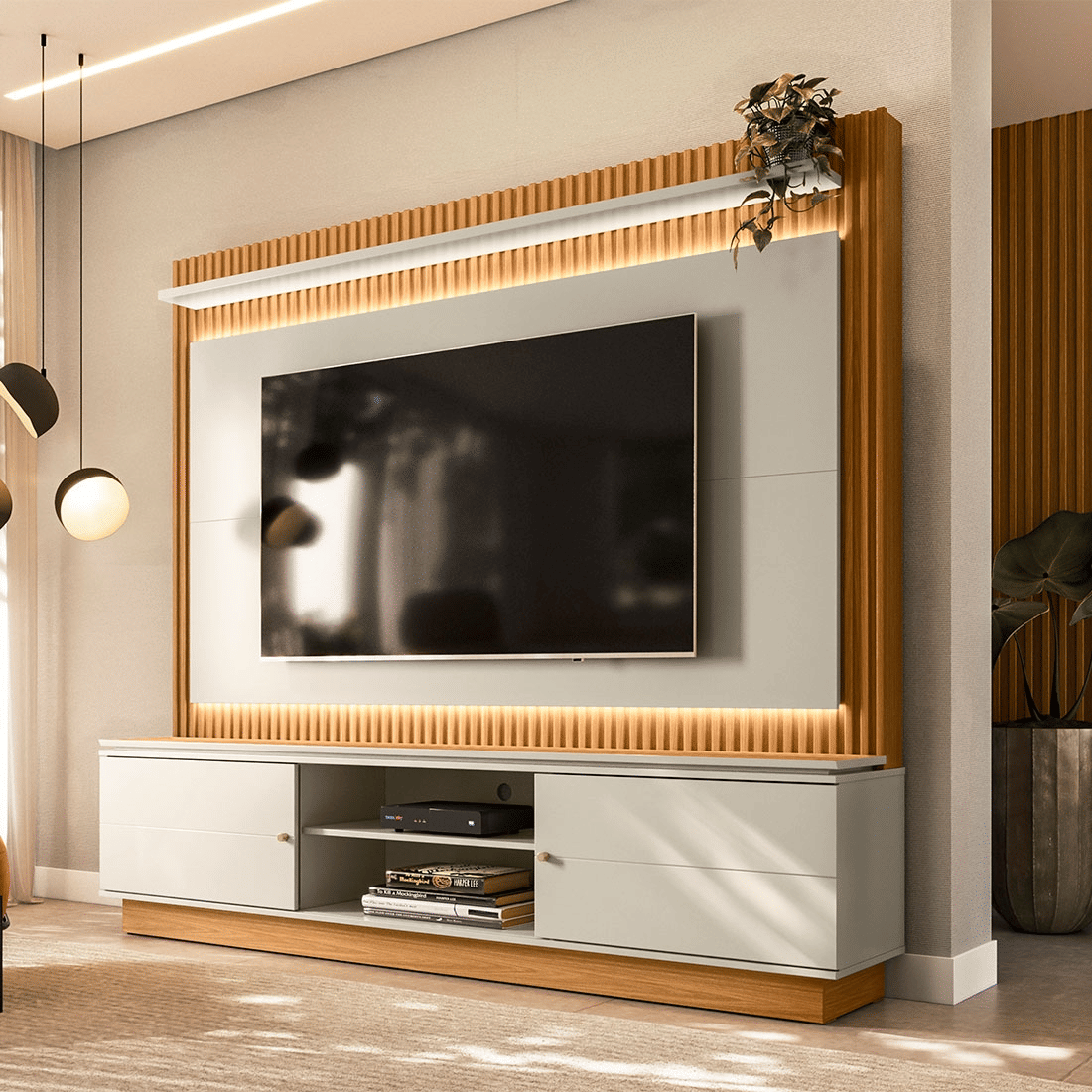 Home Painel Guararapes com 2 Portas Deslizantes, Fita LED e Espaço para TVs até 75" – Linea Brasil Home Painel Guararapes com 2 Portas Deslizantes, Fita LED e Espaço para TVs até 75" – Linea Brasil