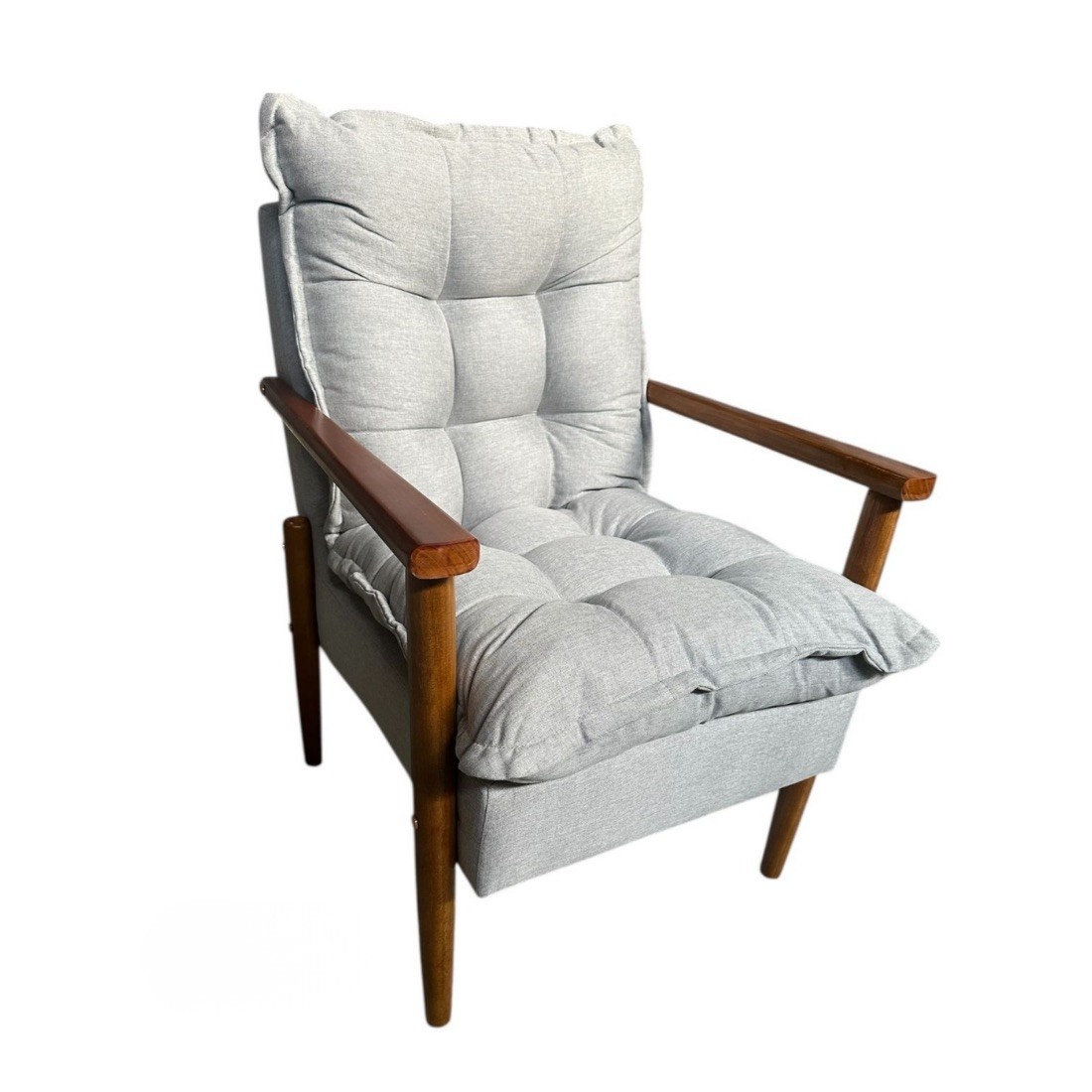 Poltrona Decorativa JF em 100% Fibra Siliconada Pés em Madeira - Tecido 184 Brusque 