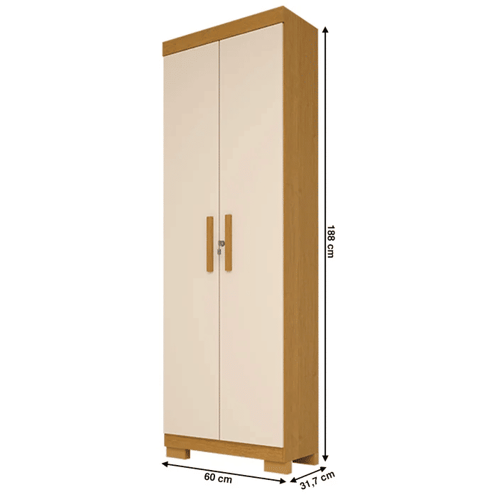 Armário Multiuso 2 Portas 100% MDF com Chave e Pés Iris Cinamomo/Off White - ACP Móveis Armário Multiuso 2 Portas 100% MDF com Chave e Pés Iris Cinamomo/Off White - ACP Móveis