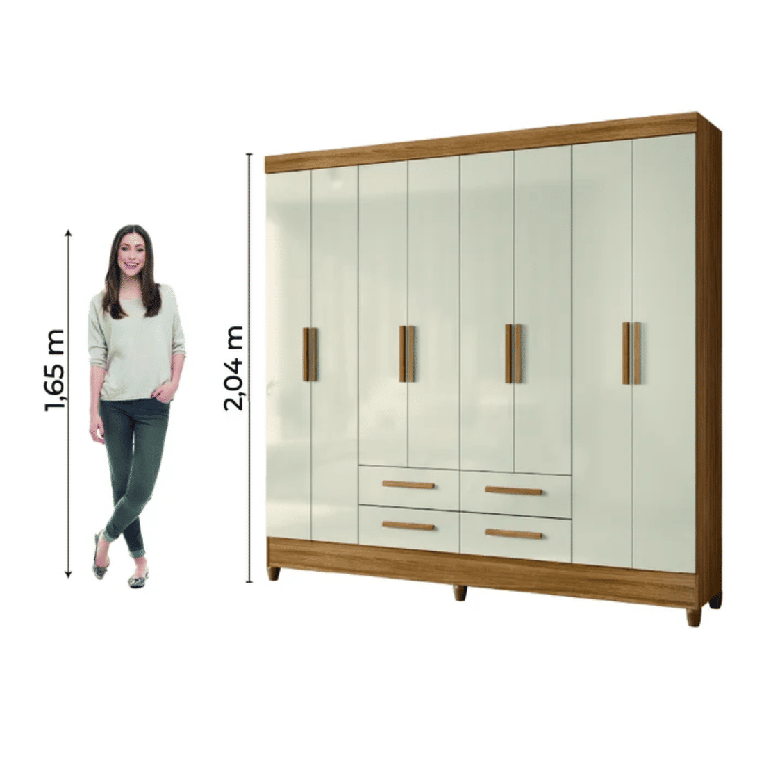 Guarda-Roupa Casal Moval Flórida 8 Portas Freijó/Off White Guarda-Roupa Casal Moval Flórida 8 Portas Freijó/Off White