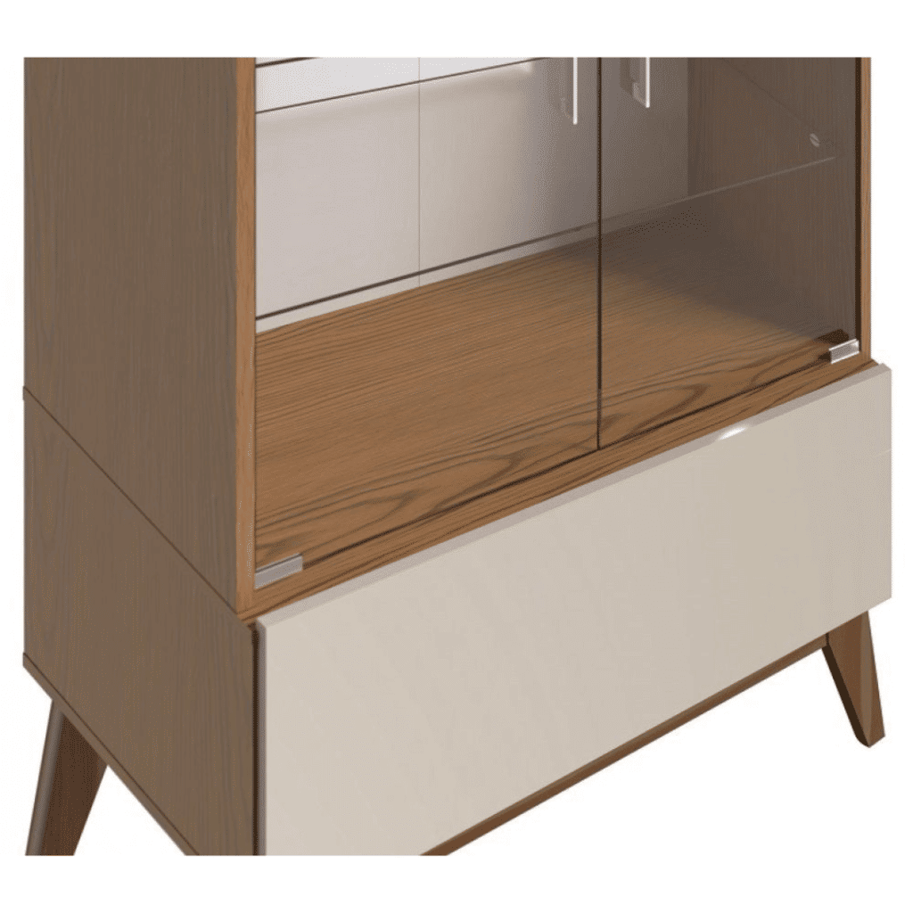 Cristaleira Imcal Classic 1 Gaveta e Portas de Vidro Nature/Off White Cristaleira Imcal Classic 1 Gaveta e Portas de Vidro Nature/Off White