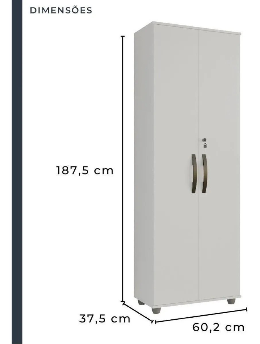 Armário Multiuso Caio 2 Portas 4 Prateleiras Branco CHF Móveis