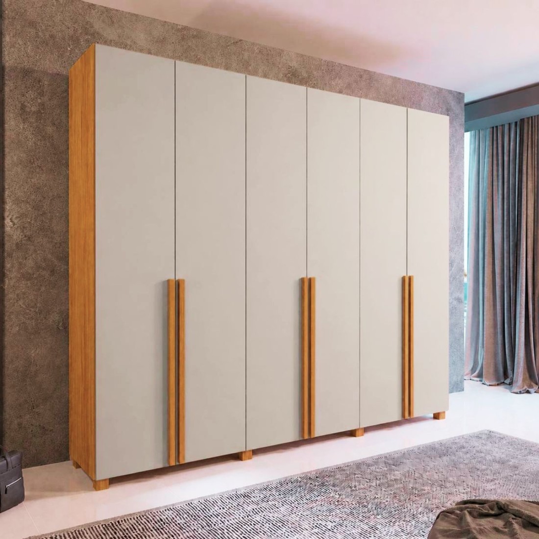 Guarda-roupa Casal 6 Portas 6 Gavetas Versati Bom Pastor 242cm - Nog/Beg