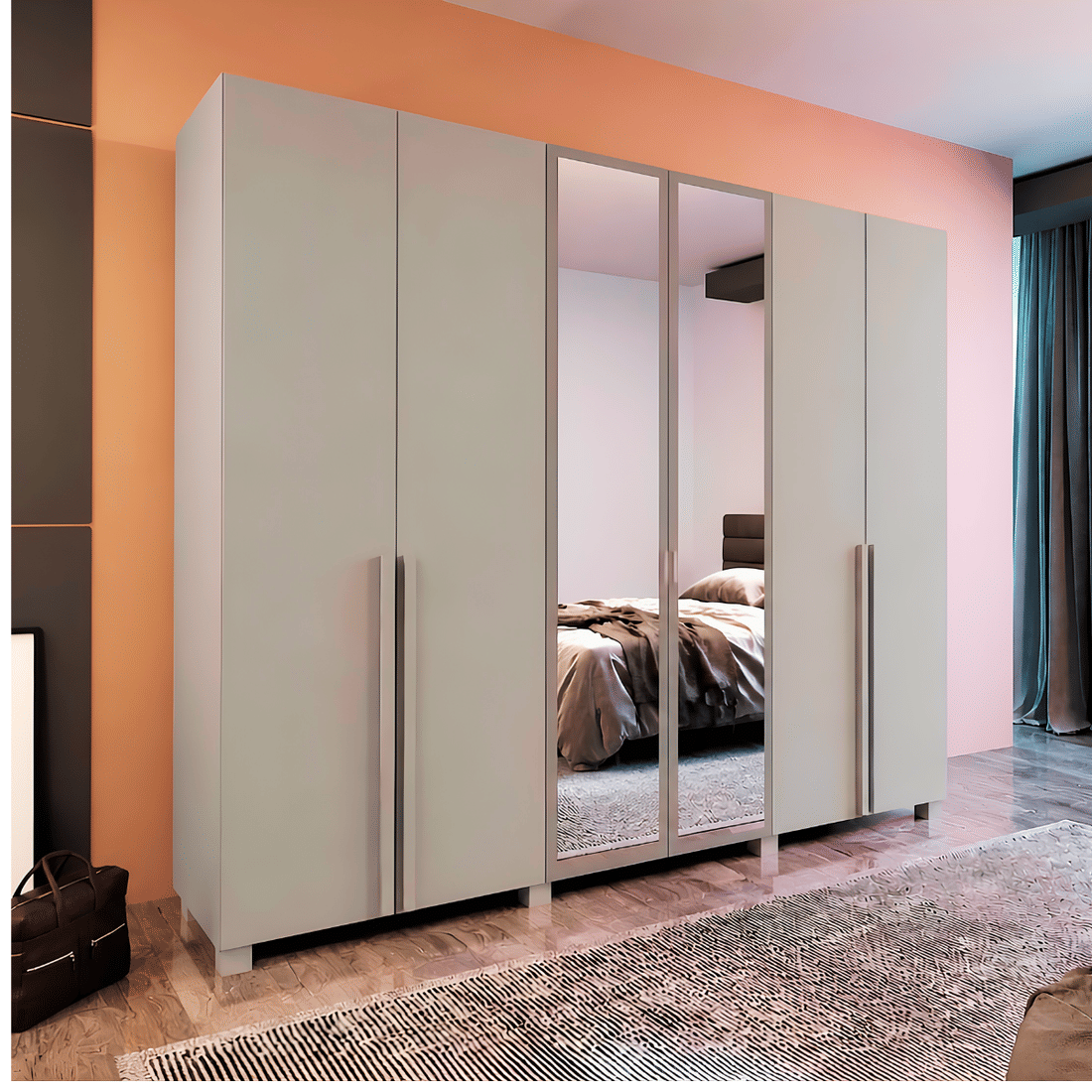 Guarda-roupa Casal Diamante 6 Portas 6 Gavetas 242cm Bom Pastor - Bege