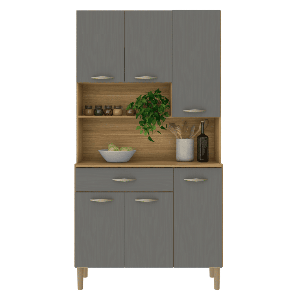 Armário de Cozinha Kit 6 Portas Kits Paraná Apolo Freijo/Gris Armário de Cozinha Kit 6 Portas Kits Paraná Apolo Freijo/Gris