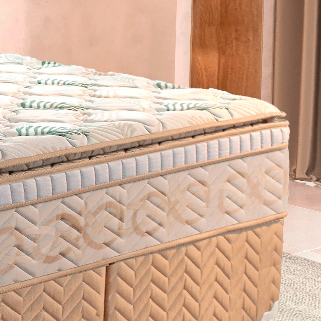 Conjunto Cama Box King Size Recordare Bambo Casal 193cm com Molas Ensacadas - Paropas Conjunto Cama Box King Size Recordare Bambo Casal 193cm com Molas Ensacadas - Paropas