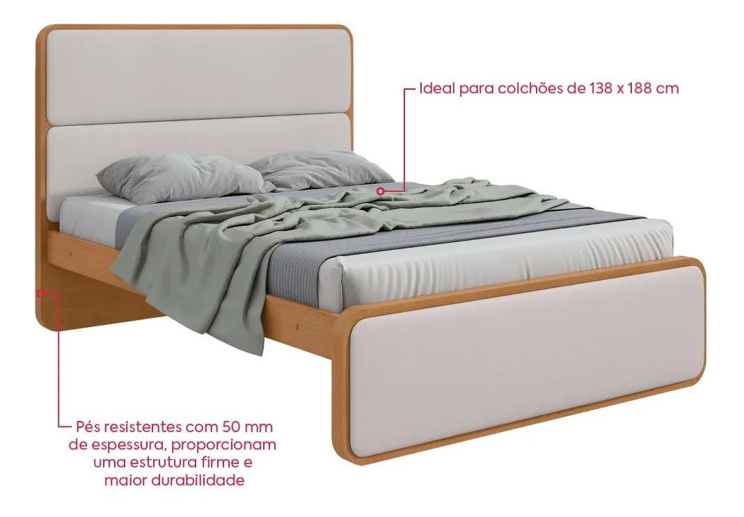 Cama Lopas Casal Loop Amendoa Clean Bege Corano - Amendoa