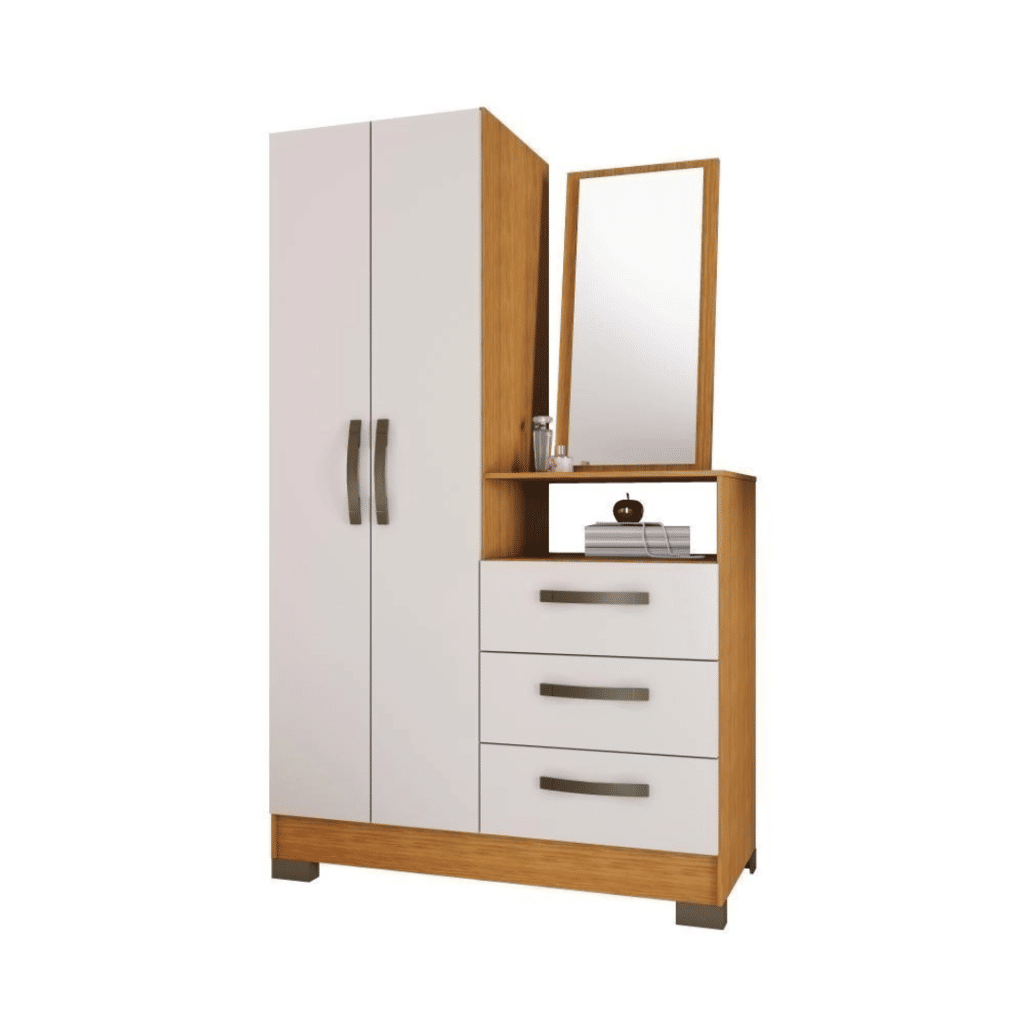 Cômoda para Quarto com Espelho 2 Portas 3 Gav Notável NT5165 Freijó/Off White Cômoda para Quarto com Espelho 2 Portas 3 Gav Notável NT5165 Freijó/Off White