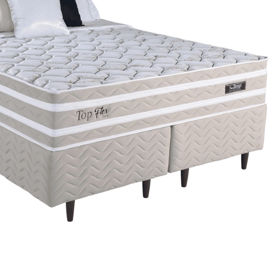 Conjunto Cama Box Queen + Colchão Design Top Flex Ouro 158x198x70 Conjunto Cama Box Queen + Colchão Design Top Flex Ouro 158x198x70