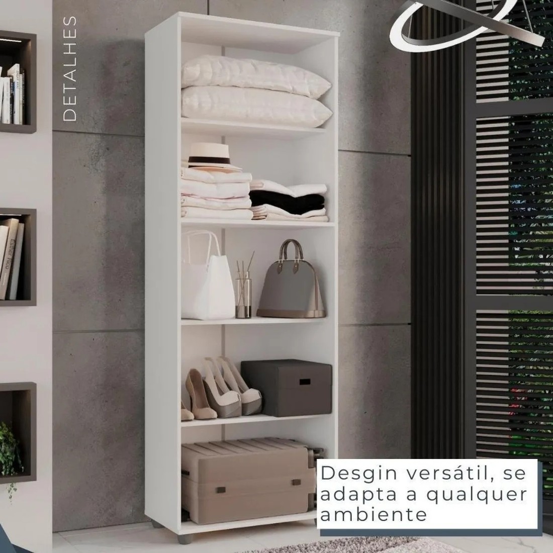 Armário Multiuso Caio 2 Portas 4 Prateleiras Branco CHF Móveis