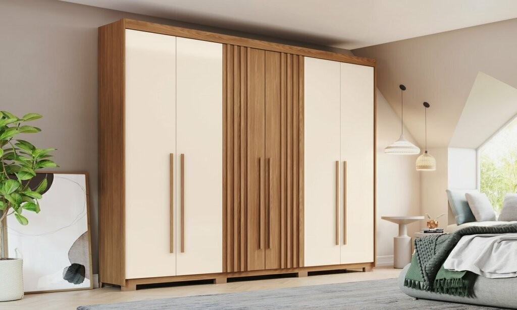 Guarda-roupa Casal Norton 6 Portas Nature/Off - Henn Guarda-roupa Casal Norton 6 Portas Nature/Off - Henn