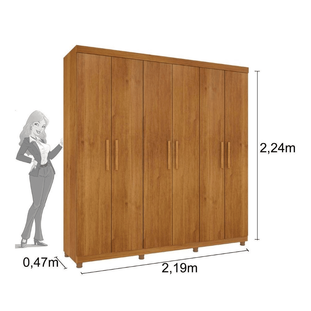 Guarda-Roupa Casal 6 Portas Olimpo Cinamomo -  Tcil Móveis  Guarda-Roupa Casal 6 Portas Olimpo Cinamomo -  Tcil Móveis