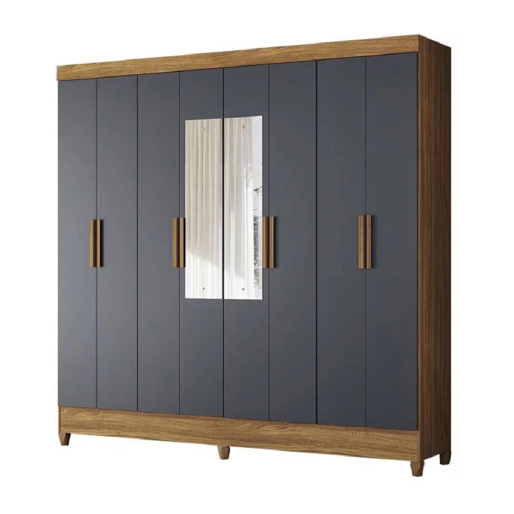 Guarda-Roupa Casal Marajó 8 Portas e 2 Gavetas com Espelho Freijó/Cinza- Moval Guarda-Roupa Casal Marajó 8 Portas e 2 Gavetas com Espelho Freijó/Cinza- Moval