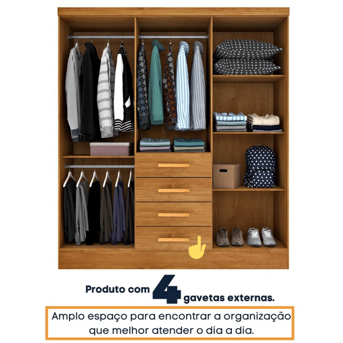 Guarda-Roupa Casal 6 Portas Tcil Móveis Arizona Cinamomo Guarda-Roupa Casal 6 Portas Tcil Móveis Arizona Cinamomo