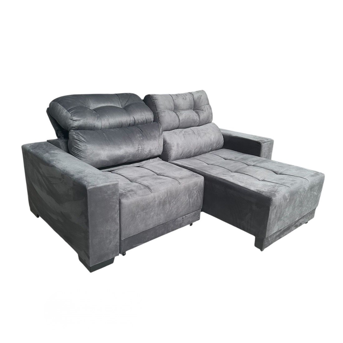 Sofá Retrátil Reclinável Dcore Grécia 200cm 2 Módulos Grafite