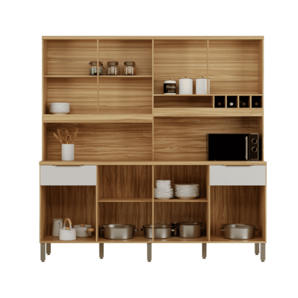 Armário de Cozinha Kit Ronipa MDF Concord 8 Portas 2 Gavetas Amêndoa/Branco Armário de Cozinha Kit Ronipa MDF Concord 8 Portas 2 Gavetas Amêndoa/Branco