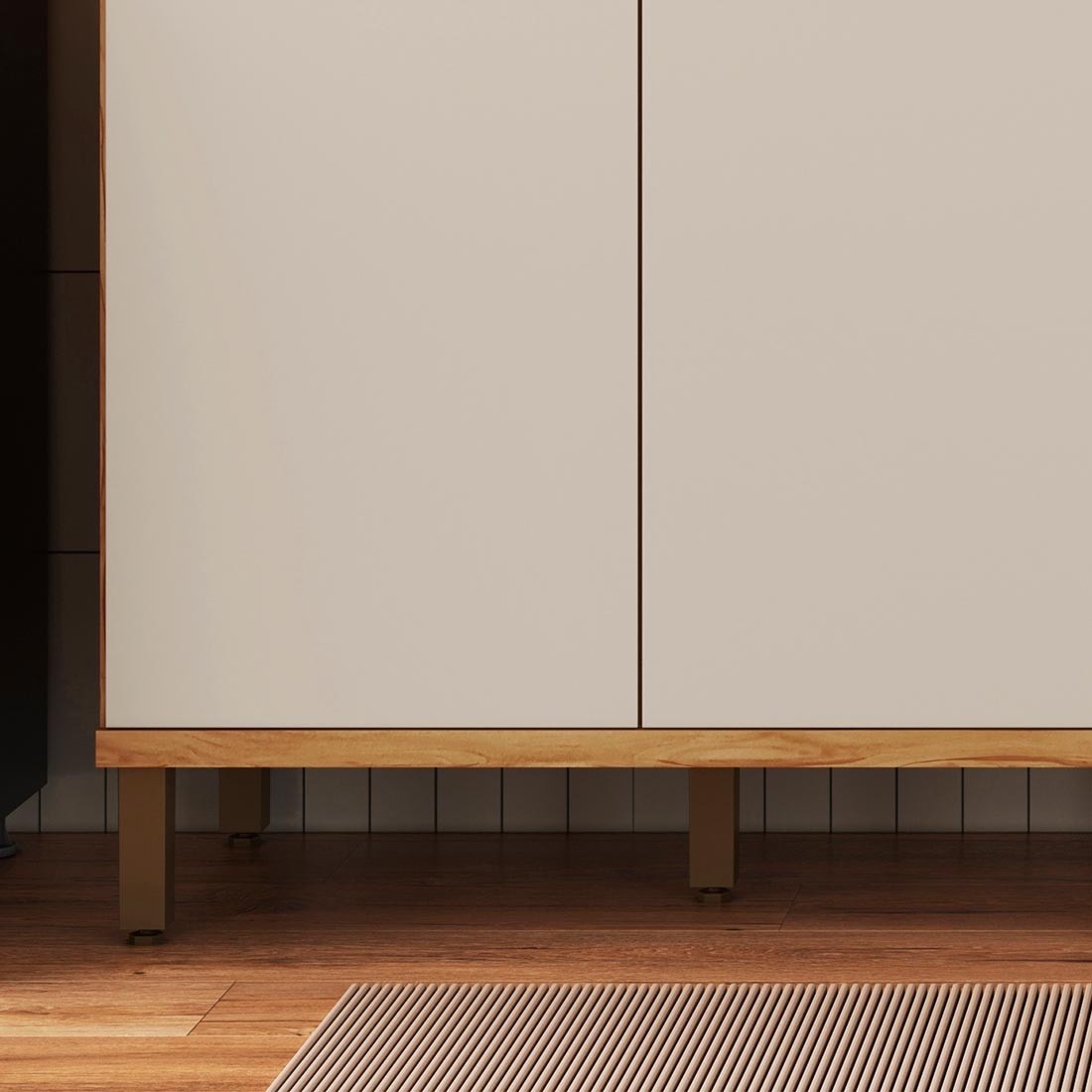 Kit de Cozinha Compacta 220 8 Portas 100% MDF Cecília Rio Doce - Amendoa/Off White Kit de Cozinha Compacta 220 8 Portas 100% MDF Cecília Rio Doce - Amendoa/Off White