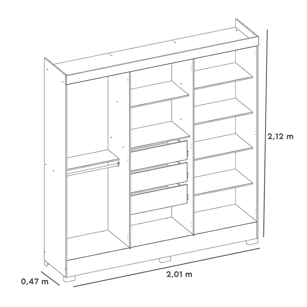 Guarda-Roupa Casal 6 Portas Pratico Branco - Demóbile