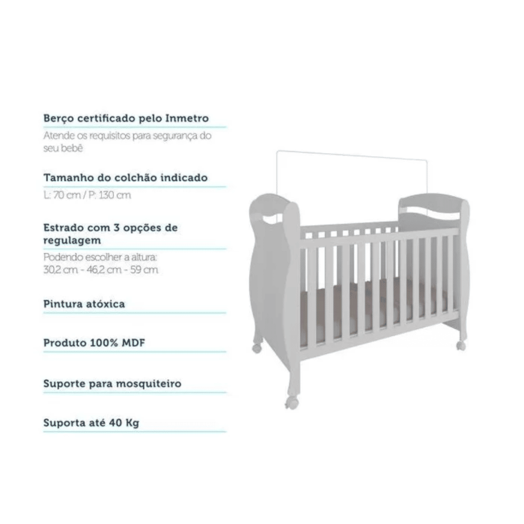 Berço Mini Cama Júnior 100% MDF Móveis Peroba Branco Berço Mini Cama Júnior 100% MDF Móveis Peroba Branco