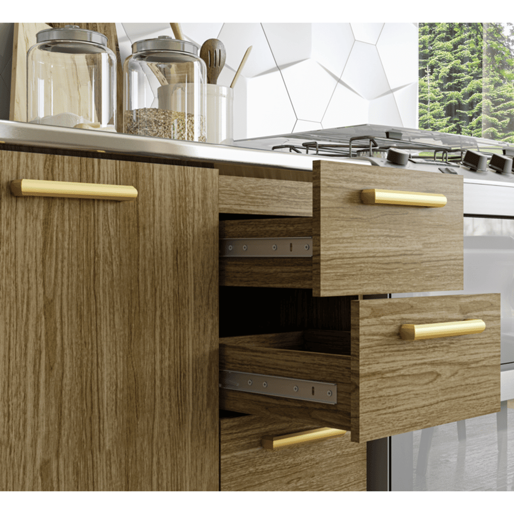 Balcão de Cozinha com Tampo 3 Portas 2 Gav 120cm Paraná Urbane Freijó Balcão de Cozinha com Tampo 3 Portas 2 Gav 120cm Paraná Urbane Freijó