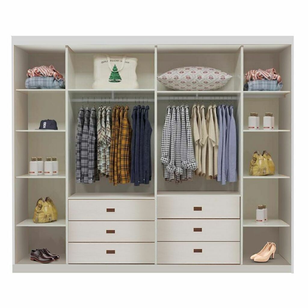 Guarda-Roupa Casal em MDF 6 Portas Bom Pastor Mary Branco/Naturalle Ripado Guarda-Roupa Casal em MDF 6 Portas Bom Pastor Mary Branco/Naturalle Ripado